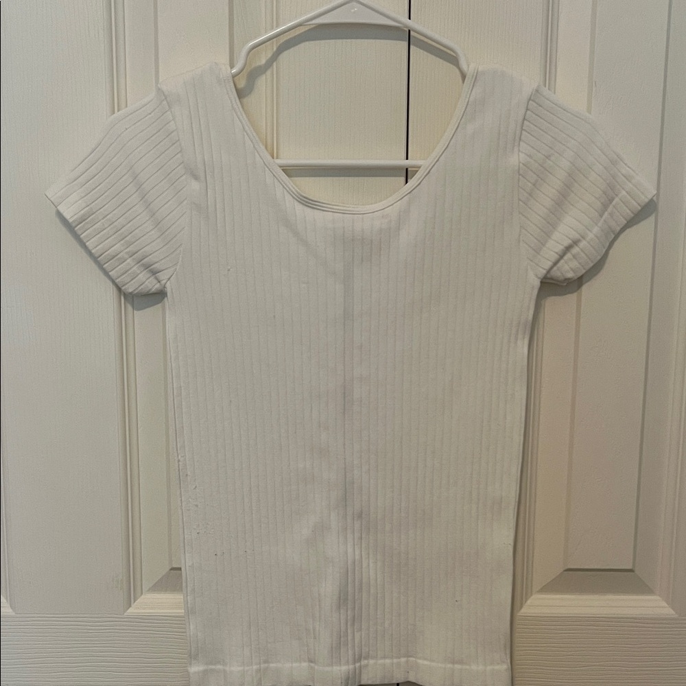 White Ribbed Zip-Up Crop Top - Picture 3 of 3